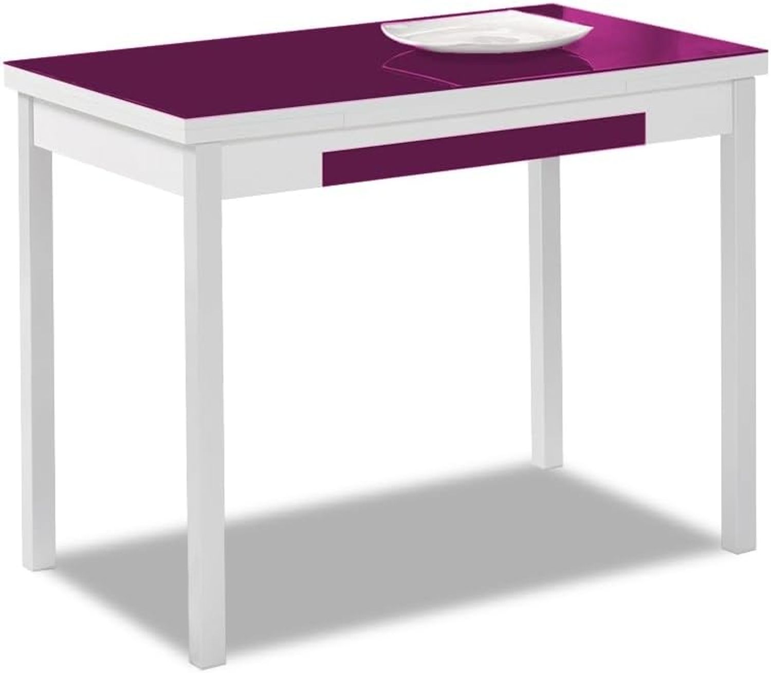 ASTIMESA Flügel Küchentisch, Metall Glas Holz, aubergine, 100x60 cm Bild 1