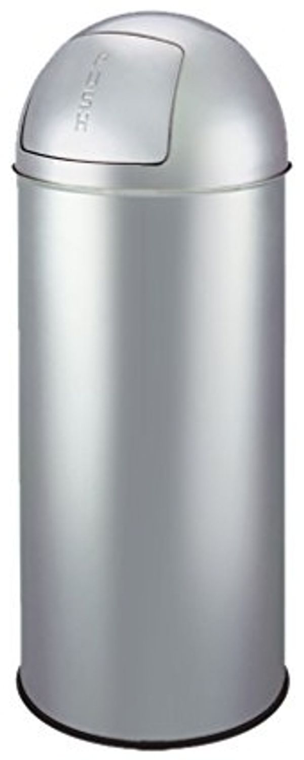 King Home p1592025 Abfalleimer aus Stahl mit Öffnung zum Schieben, 25 Lt, silber, Ø 25x60h Bild 1