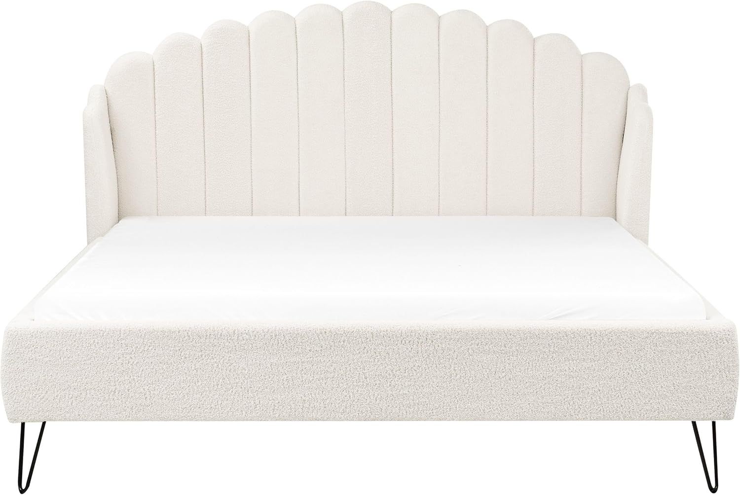 Bett mit Lattenrost Bouclé AMBILLOU 180 x 200 cm Cremeweiß Bild 1