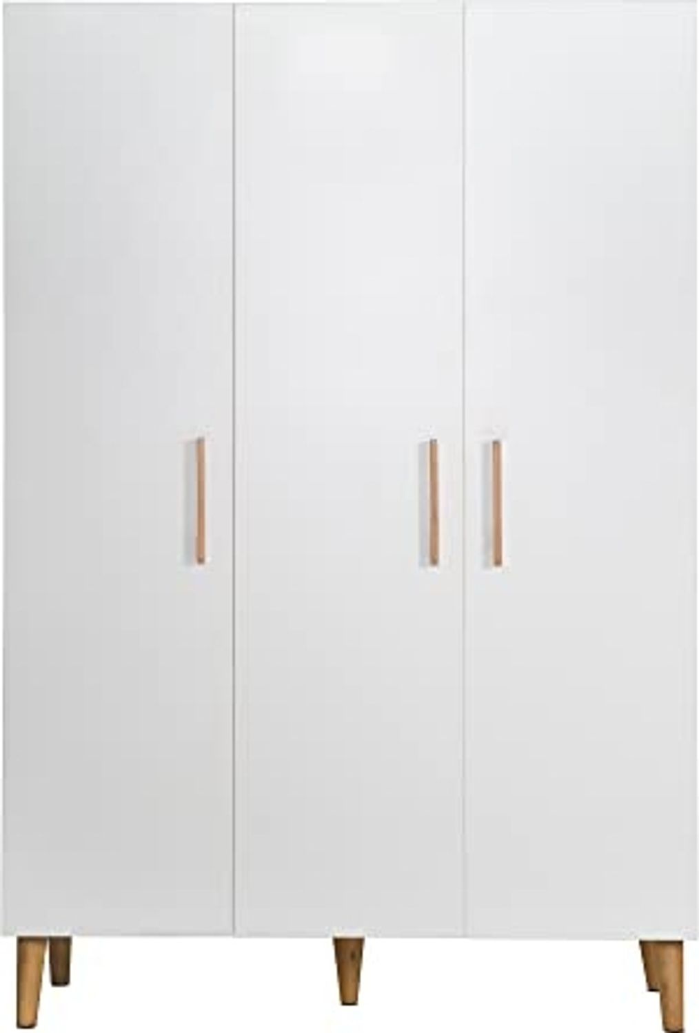 roba Kinderkleiderschrank 3-türig 'Mick' - Griffe & Füße aus Massivholz - Drehtürenschrank - Weiß Bild 1