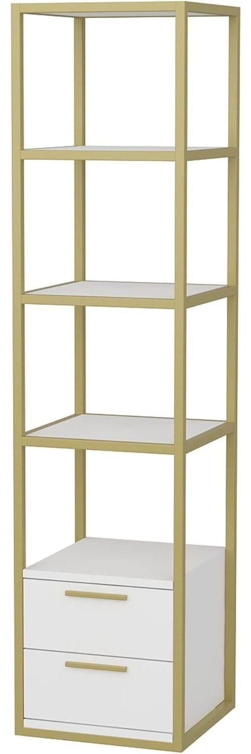 WELL HOME MOBILIARIO & DECORACIÓN Bücherregal, 100 % Melaminbeschichtung, Weißgold Bild 1