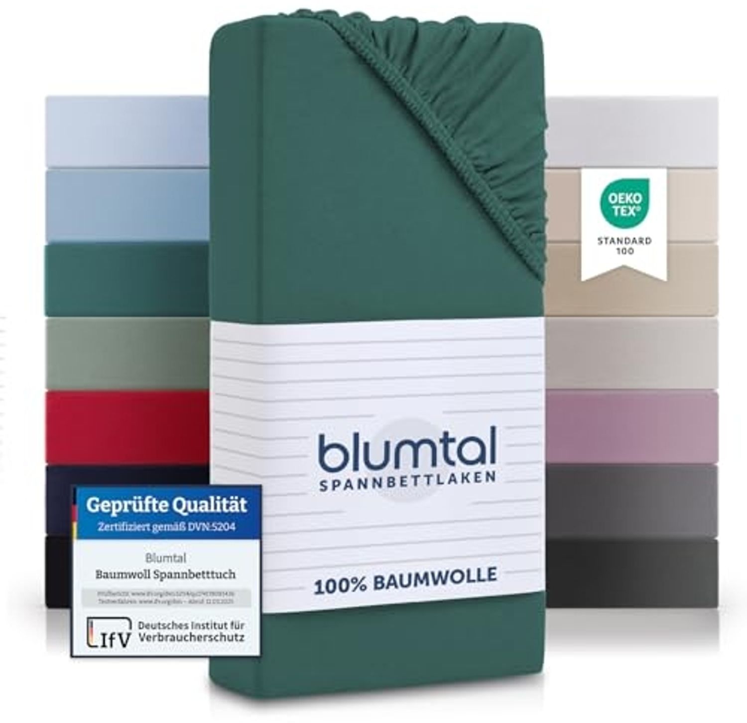 Blumtal® Baumwolle Spannbettlaken 90x190 cm Basics Jersey im 2er Set - Bettlaken 90x190 cm - OEKO-TEX zertifiziertes Spannbetttuch 90x190 cm - Matratzenbezug 90x190 cm - Leintuch - Silver Pine Bild 1