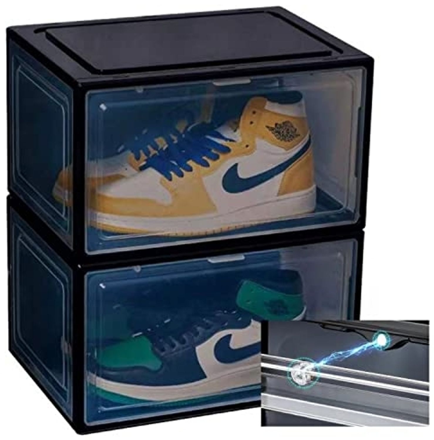 Creliv Schuhbox mit Magnettür – Stapelbare Sneaker Aufbewahrung bis Gr. 48 (2 St) Bild 1