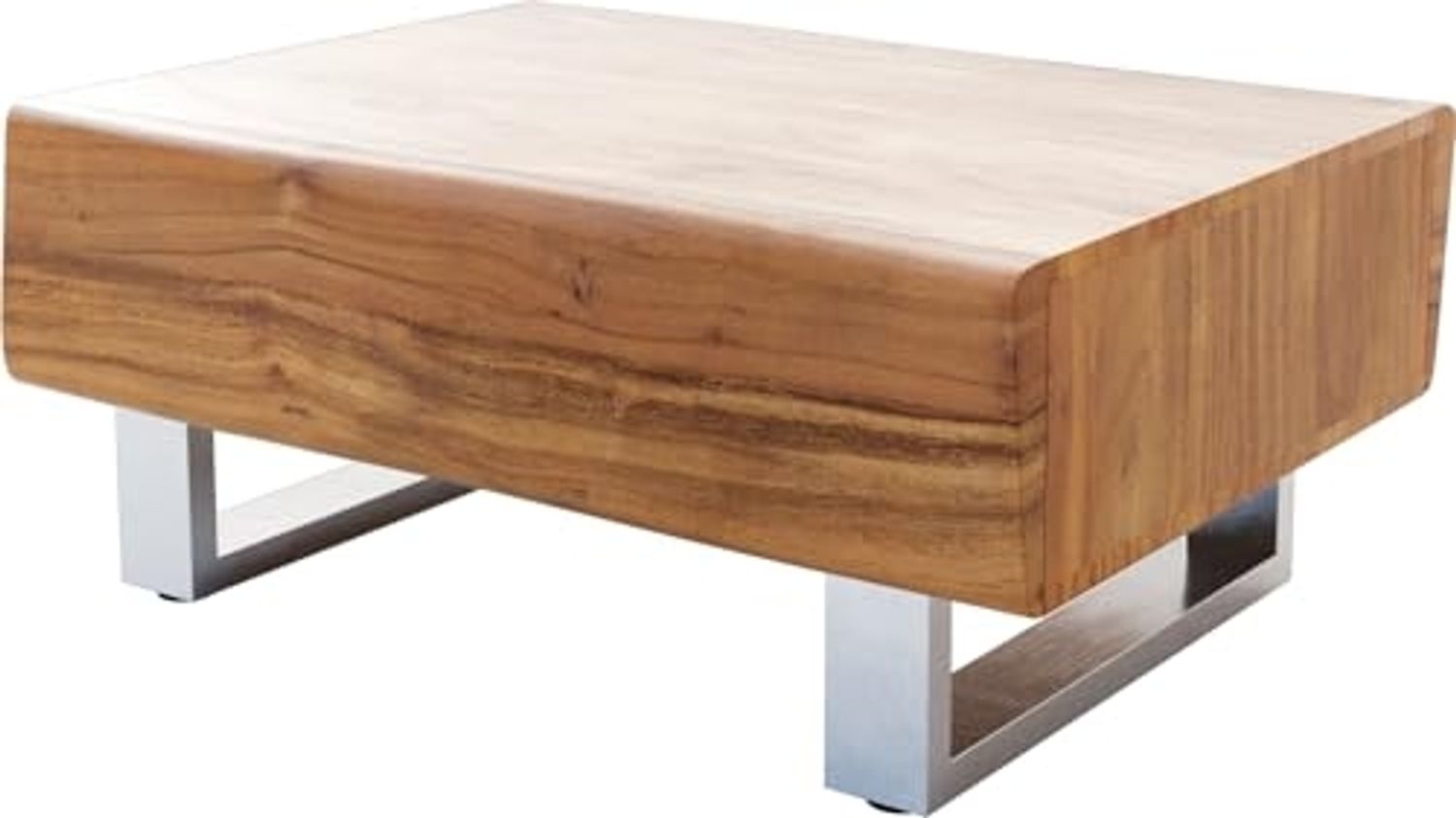 Couchtisch New Live-Edge 80x60 cm Akazie Natur 2 Schubladen Kufe Edelstahl gebürstet Bild 1