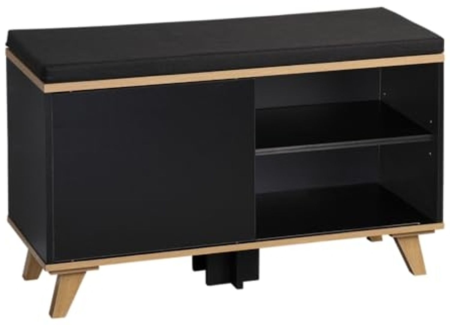 KESPER 1594313 Schuhschrank mit Sitzkissen, schwarz, 77 x 30 x 48 cm Bild 1