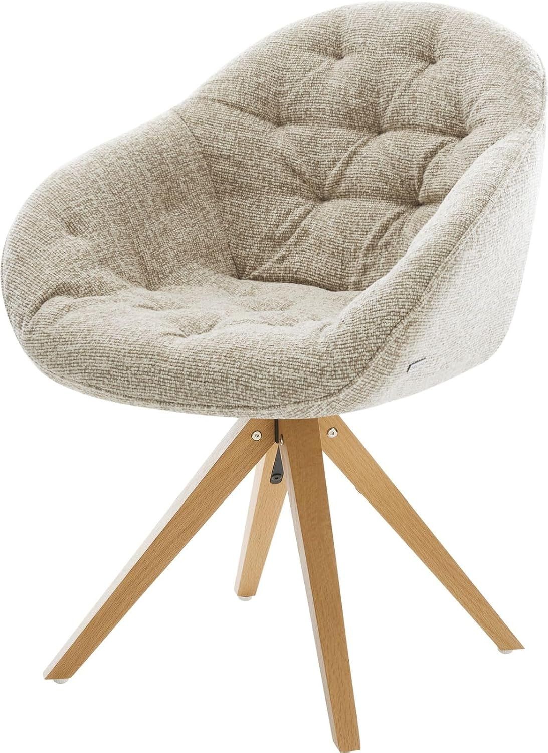 Drehstuhl Gaio-Flex Webstoff Soft Beige Holzgestell kantig Natur 180° drehbar Bild 1