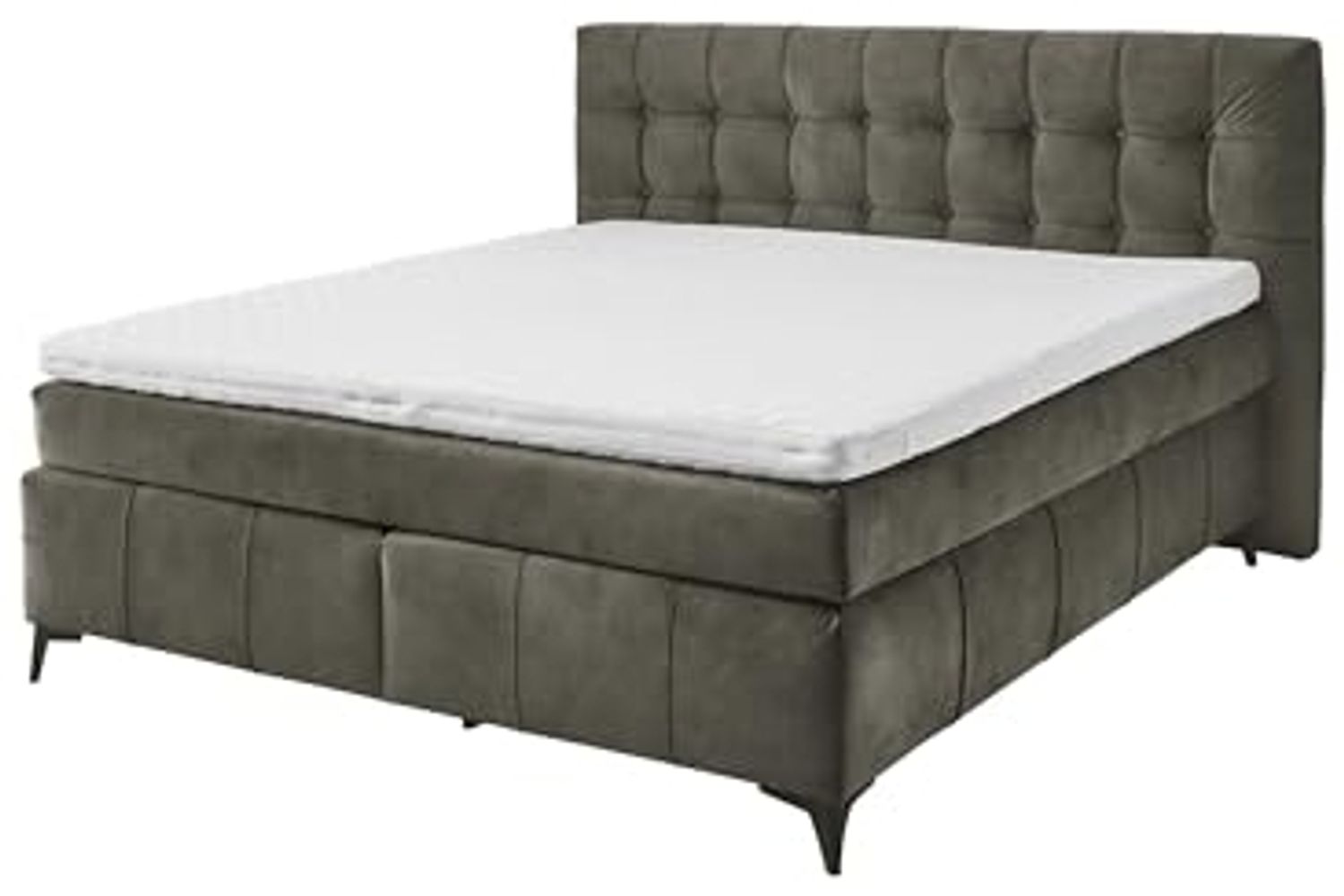 Boxspringbett >Oregon< Liegefläche 180x200 cm, H3/H4, in dunkelbraun - 200x121x210 (BxHxT) Bild 1