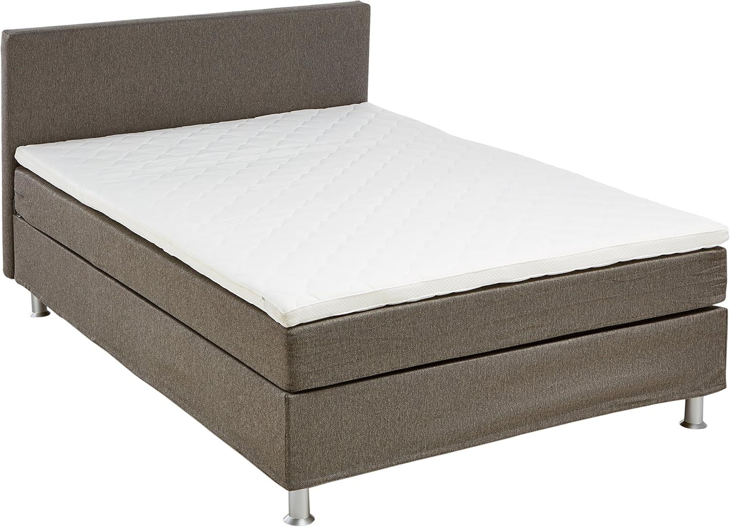 Atlantic Home Collection EDISON Boxspringbett, 140x200 cm, Härtegrad H2, inklusive Topper, grau Bild 1