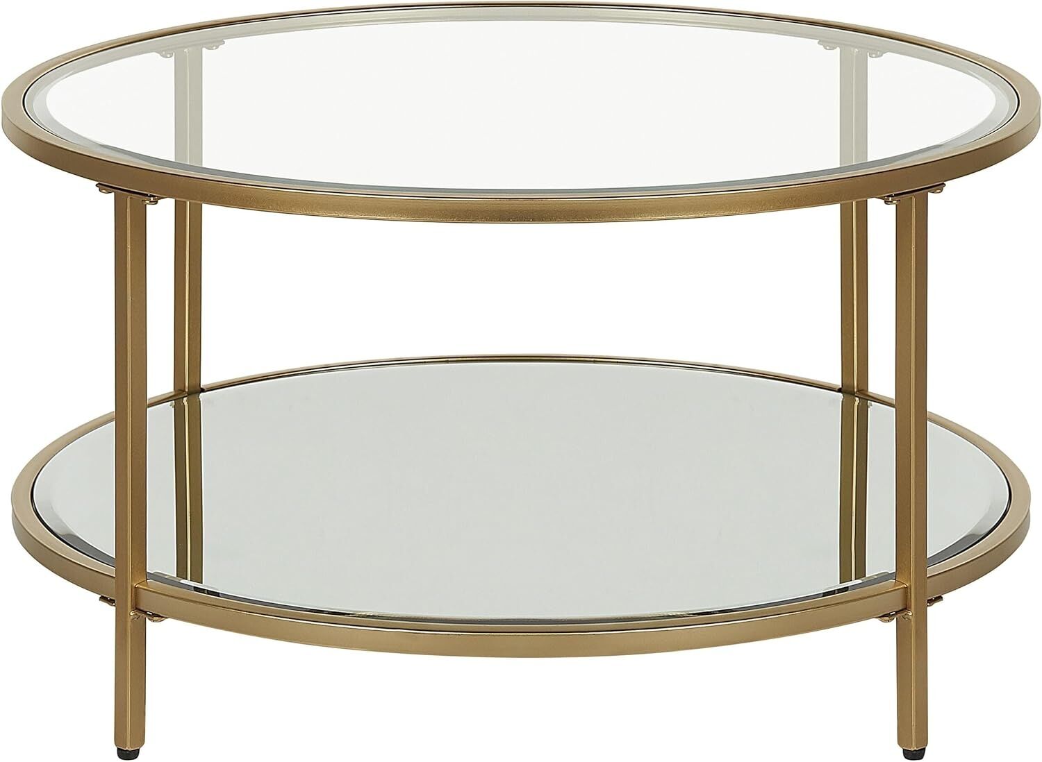 Couchtisch Gold Glas Eisen ø 70 cm mit Eisengestell Rund Wohnzimmermöbel Salon Diele Flur Bad Esszimmer Modern Bild 1