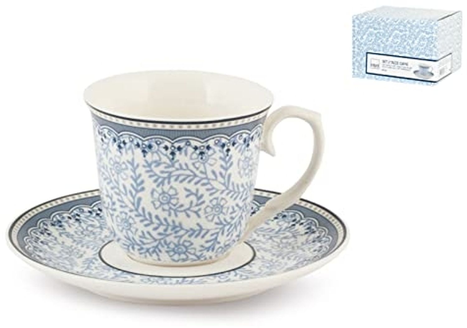 H+H 6279 Set Kaffee Tasse, Porzellan, Blau, 2 Einheiten Bild 1