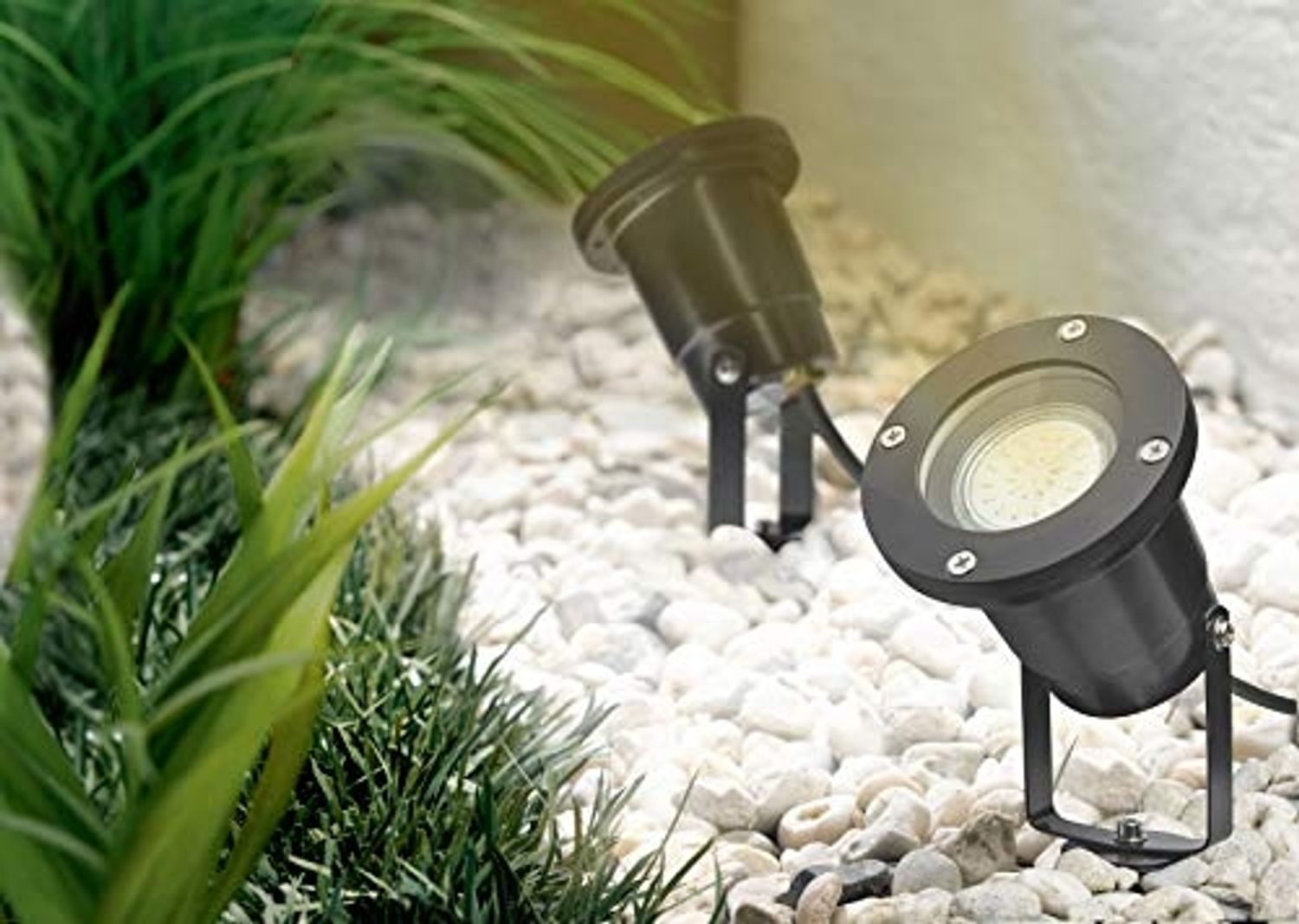 TRANGO LED Gartenstrahler, 1-flammig 3078B Strahler IP65 Außenleuchte *ELLA* inkl. 1x 3 Watt GU10 LED Leuchtmittel – 3000K warmweiß & 3,0 Meter Zuleitungskabel als Teichstrahler, Gartenlampe, Außenlampe, Wegbeleuchtung Bild 1