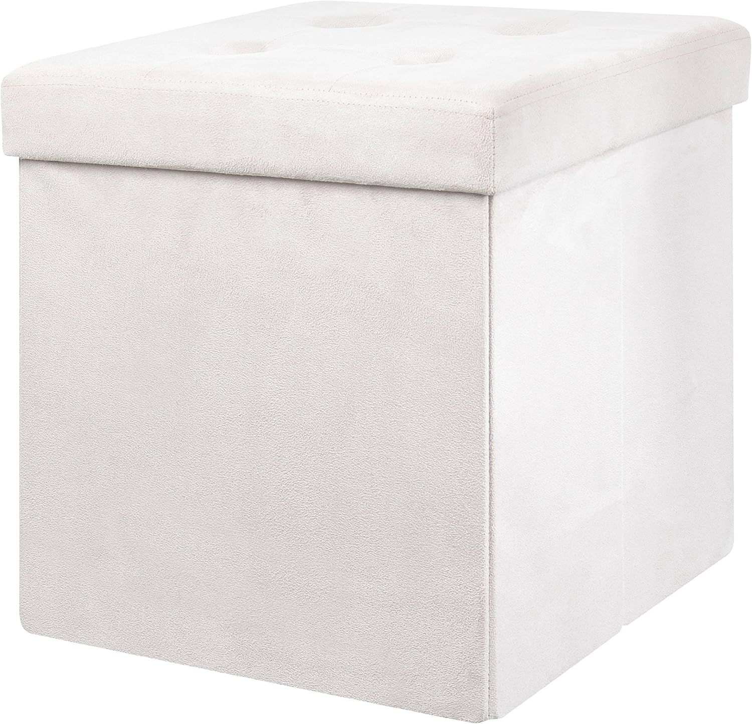 HOME DECO FACTORY Faltbare Polyester-Hocker-Truhe, 37.5 x 37.5 x 37.5 cm, Beige Bild 1