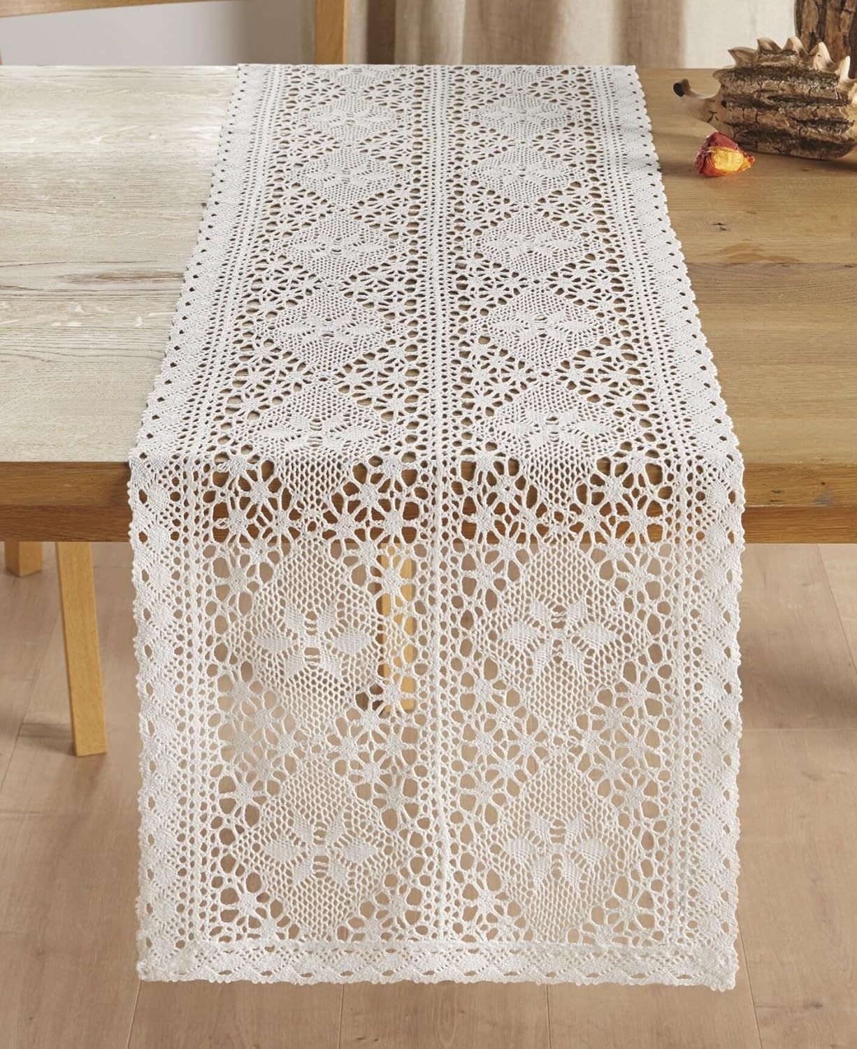 Tischläufer "Gehäkelt" in weiß, 40x140 cm, Mitteldecke in offwhite Bild 1