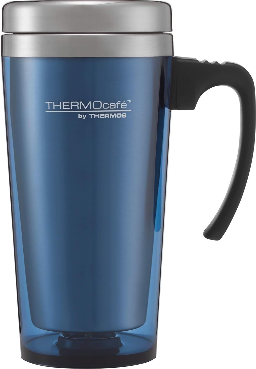 ThermoCafé Thermobecher, Kunststoff und Edelstahl, weicher Griff, 420 ml, Plastik, Translucent Midnight Blue, 420 ml Bild 1