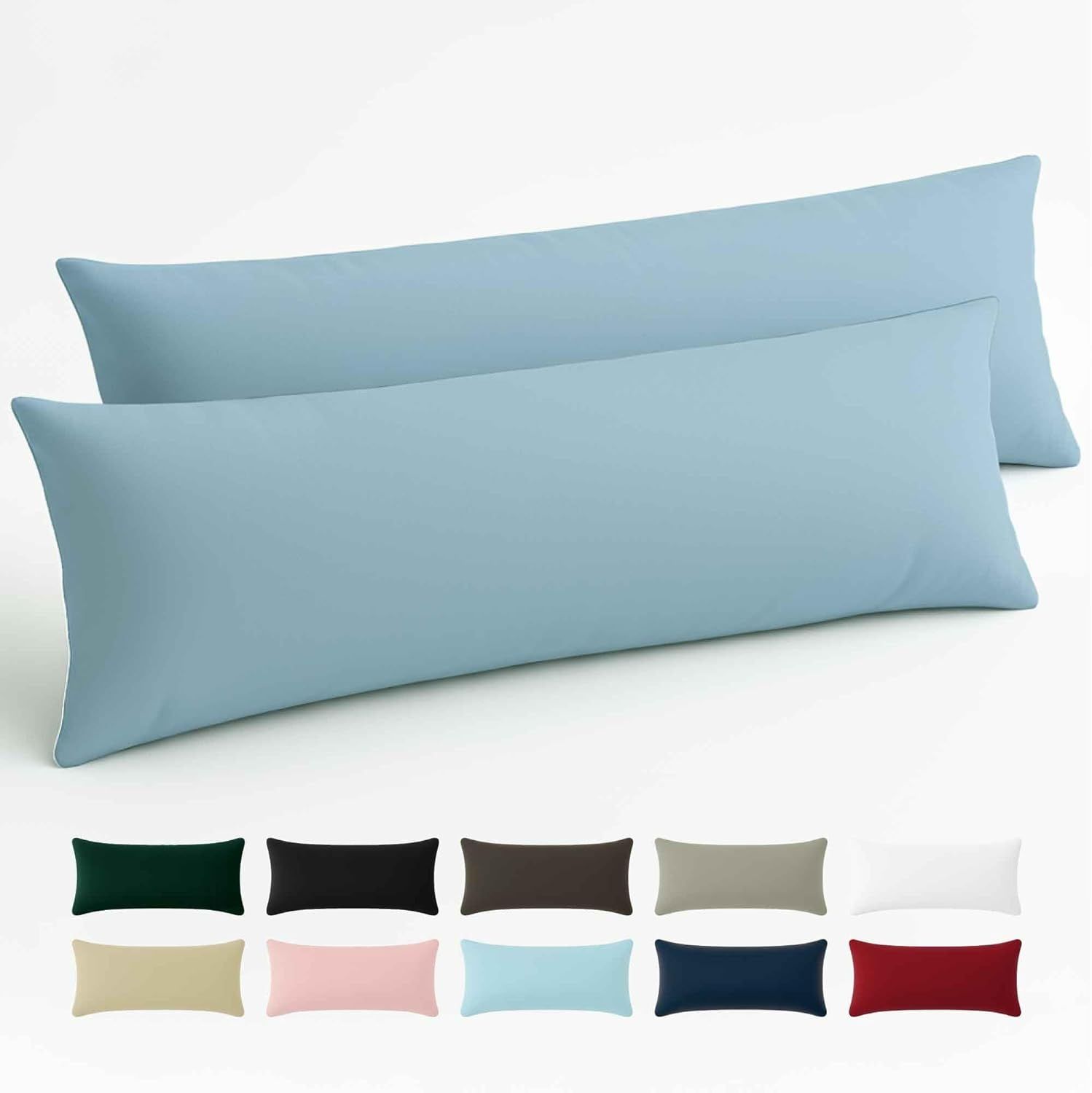 Kissenbezug 40x145 Baumwolle Renforcé (2er-Set) - Hellblau - Dicht gewebt mit 57 Fäden/cm² - Kissenbezug 40x145 cm - Oeko Tex Zertifiziert - Dreamzie Bild 1