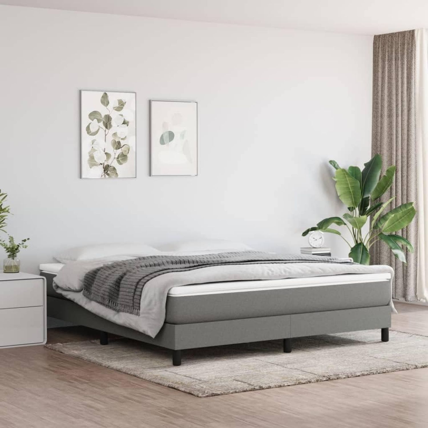 vidaXL Boxspringbett, Stoff, Dunkelgrau, 160x200 cm Bild 1