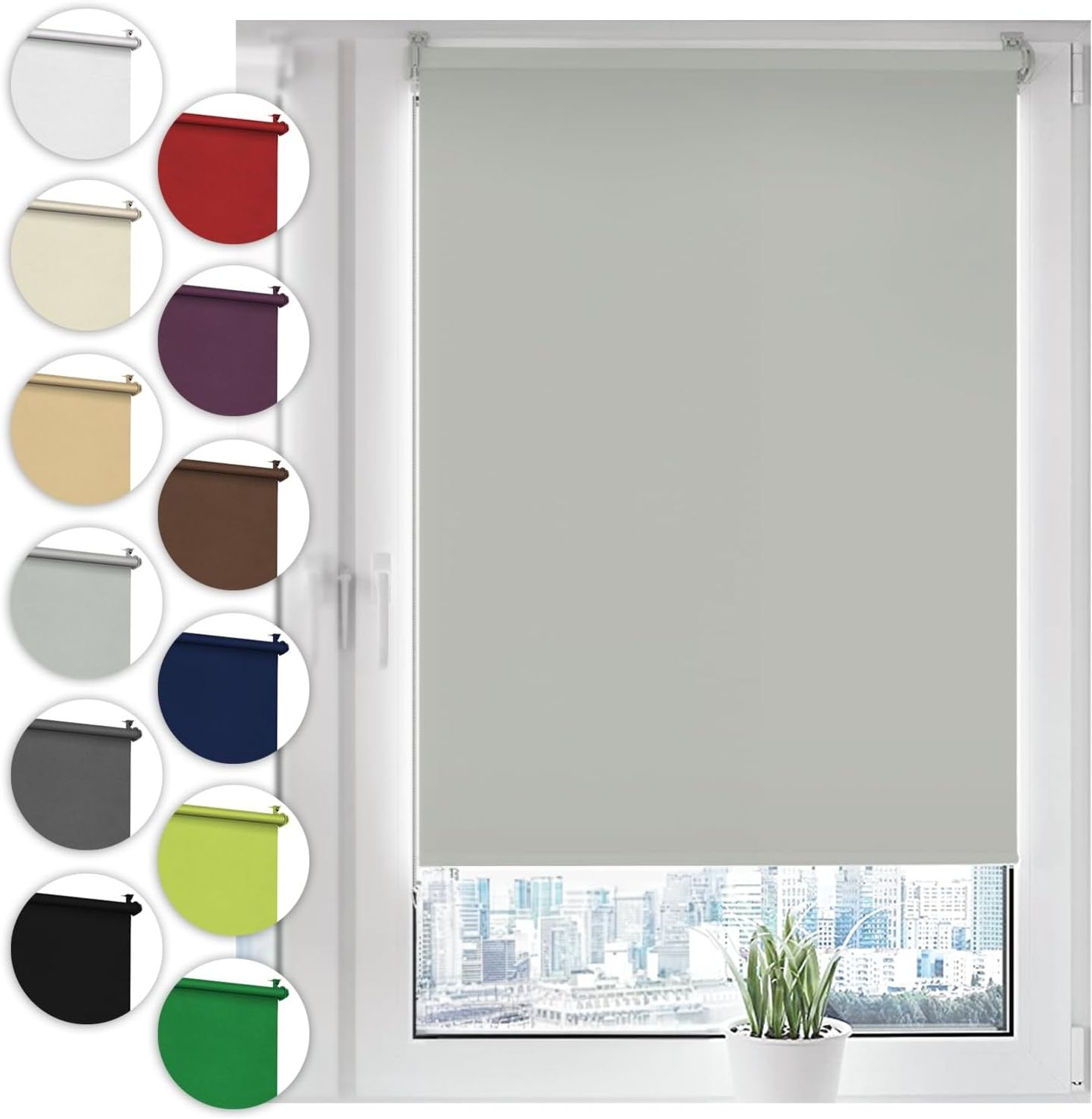 Verdunklungsrollo Klemmfix ohne Bohren, Sonello, verdunkelnd, 40x150 cm Hellgrau Verdunkelungsrollo, Rollos für Fenster und Tür, Seitenzugrollo verdunkelnd freihängend Sonnenschutz Sichtschutz, einfache Montage, Hitzeschutz Bild 1
