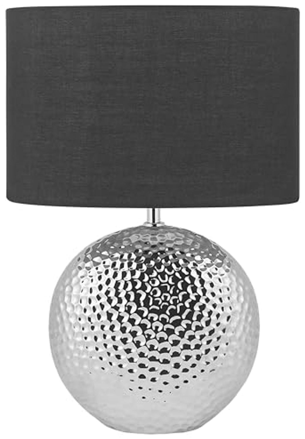 'Nasva' Tischlampe Silber / Schwarz Keramik 51 cm Stoffschirm Schwarz Kugelfuß Kabel mit Schalter Modern Glamourös Bild 1