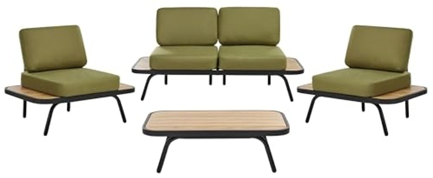 Lounge Set mit Tisch MINOZZO Zertifiziertes Akazienholz Olivgrün Bild 1