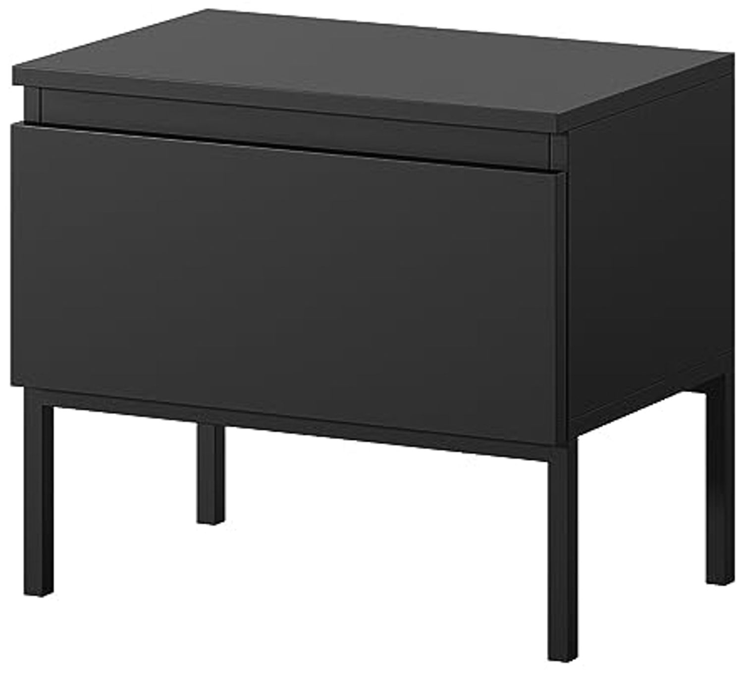 Selsey Bemmi - Nachttisch Nachtschrank Schwarz mit Metallbeinen Bild 1