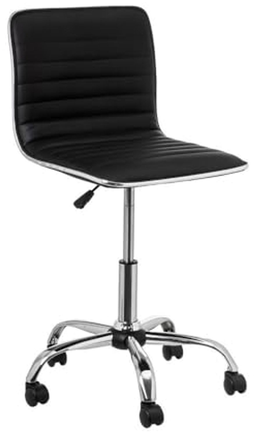 DRW Bürostuhl aus Kunstleder und Metall in Schwarz und Chrom Bild 1