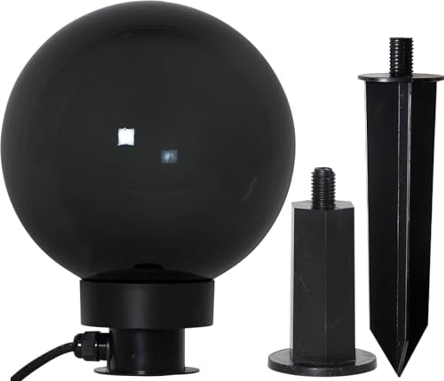 Kleine Outdoor-Kugelleuchte ,Orby' mit Erdspieß, E27, rauchgrau, Ø 20cm Bild 1