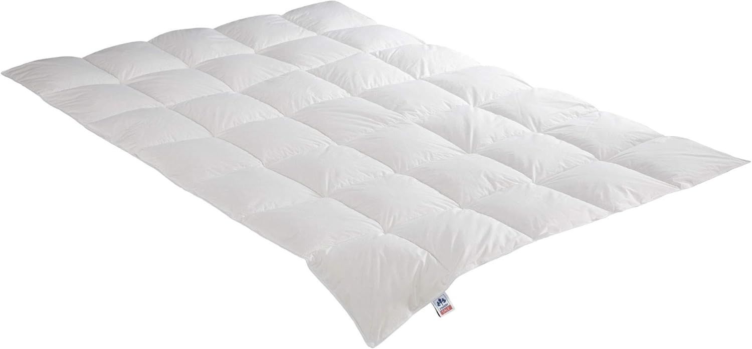 Irisette Daunendecke Edda warme Winterdecke, aus 100% Baumwolle 90% Daunen, 10% Federn mit Aufbewahrungstasche, 155x220 cm, weiß Bild 1