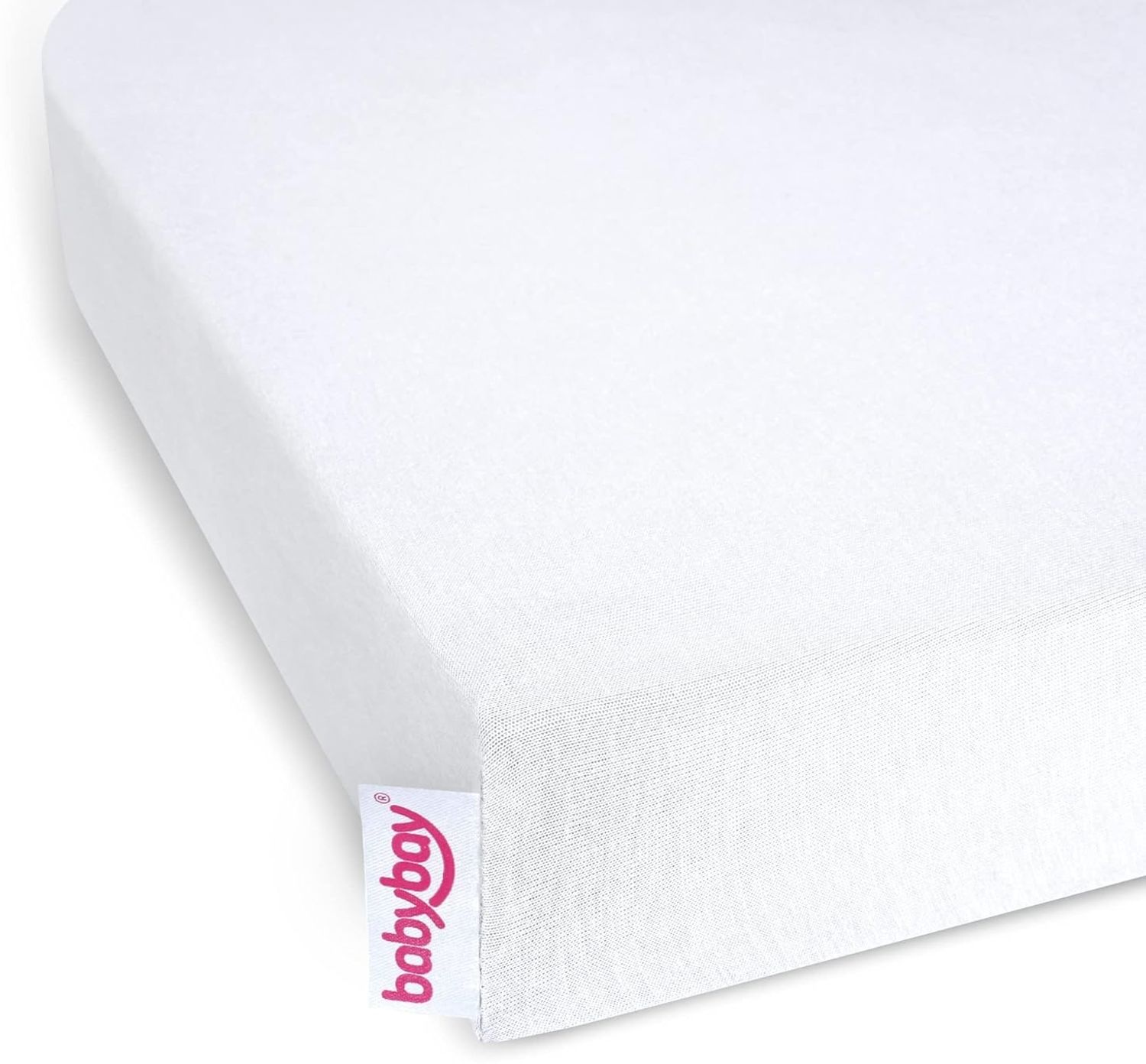 Babybay Jersey Spannbetttuch für Matratze Kinderbettumbausatz Original und Maxi weiß Bild 1