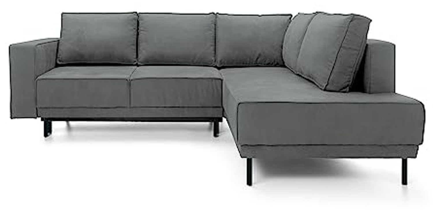 Ecksofa Rodario mit Schlaffunktion, Easy-Clean-Veloursbezug in Dunkelgrau, rechtsseitig Bild 1