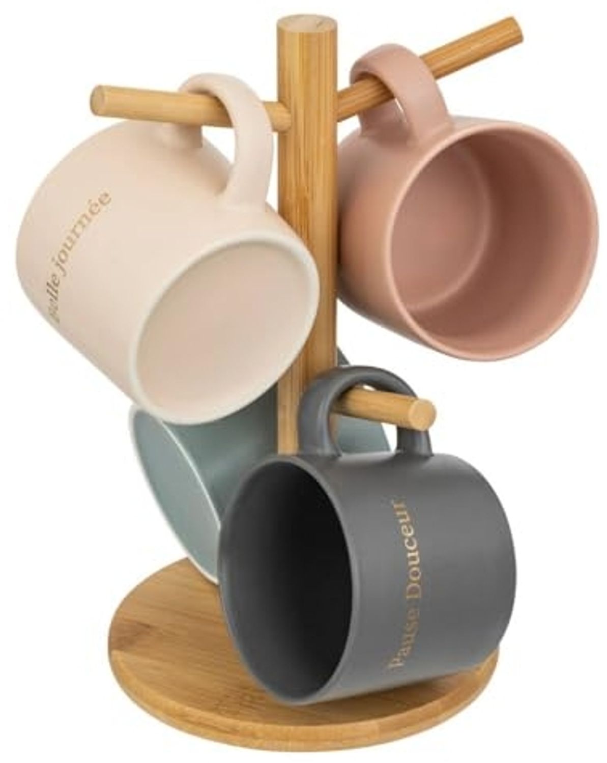 Secret de Gourmet Becher Kaffeetassen BELLE auf Holzständer, 200 ml, Porzellan Bild 1