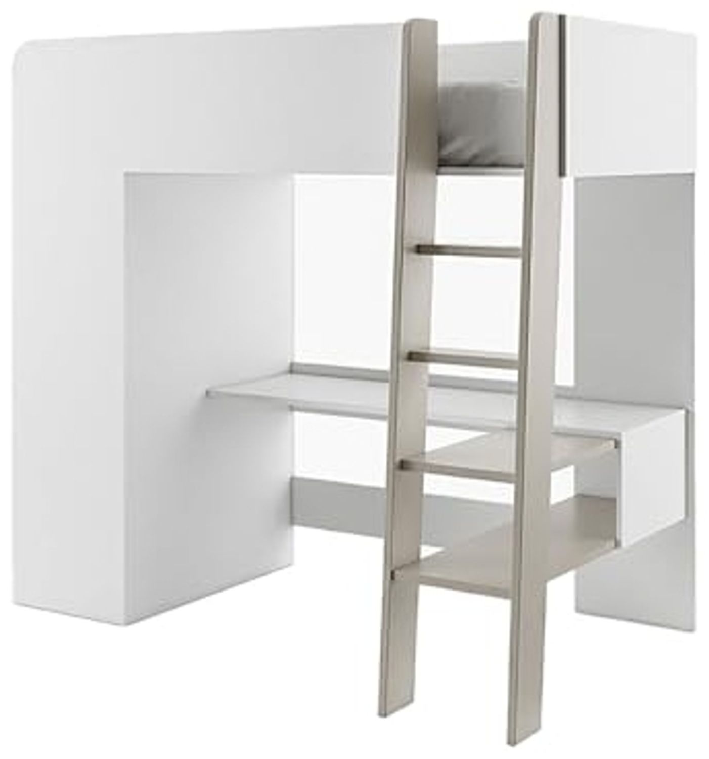 Hochbett Tom Kinderbett 90x200cm weiß congo grifflos mit Matratze Bild 1