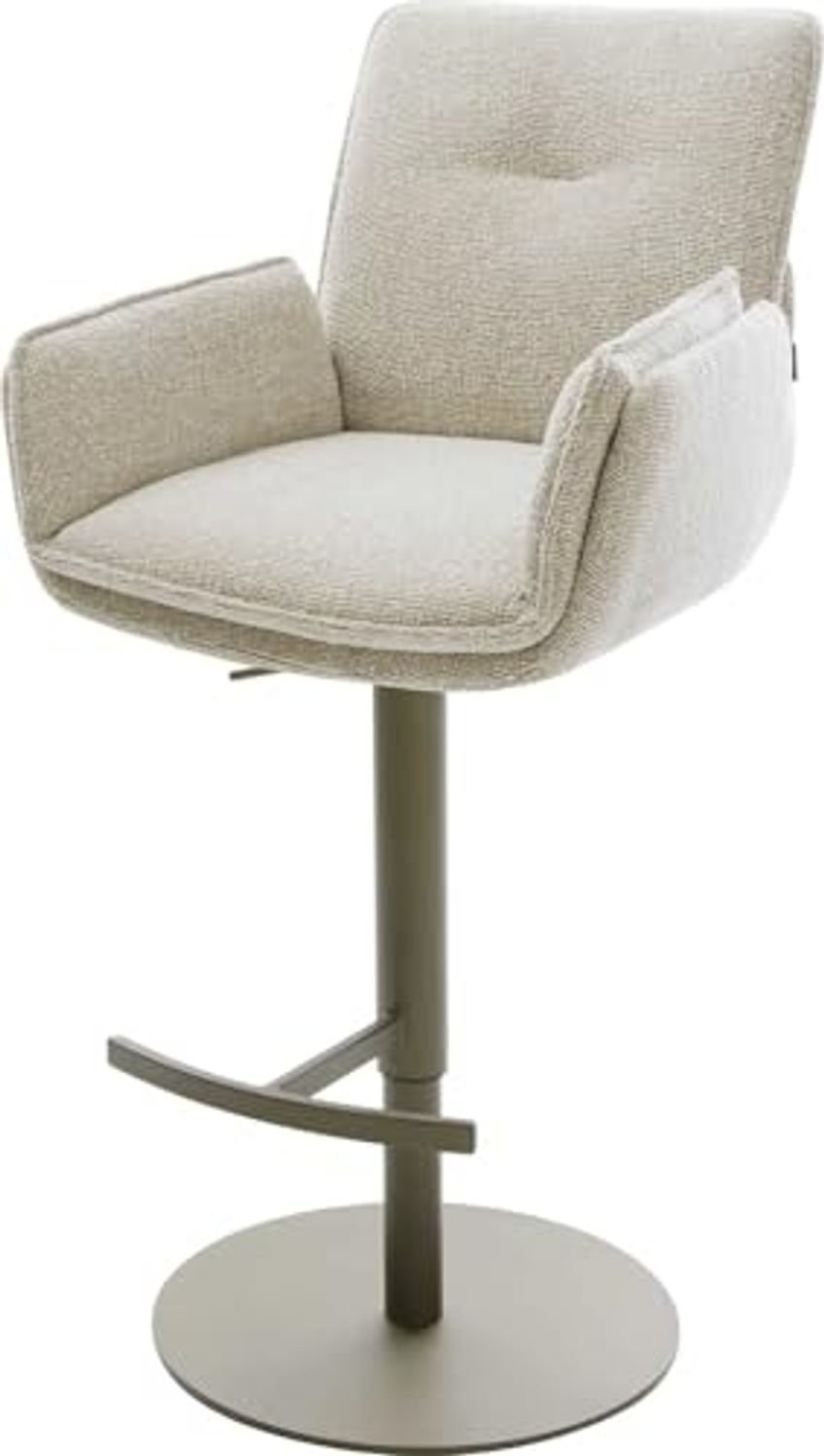 Barstuhl Nela-Flex Webstoff Soft Beige Drehfuß höhenverstellbar Metall Titanfarben Bild 1