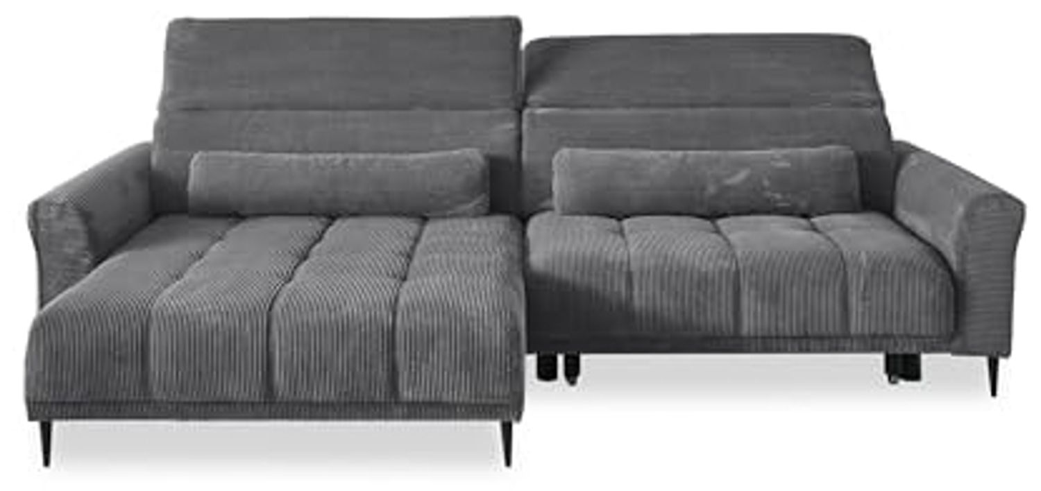 Wohnlandschaft >Wolve< elektr. Sitzverstellung, 2 Kissen, Cord grau - 277x108x179cm (BxHxT) Bild 1