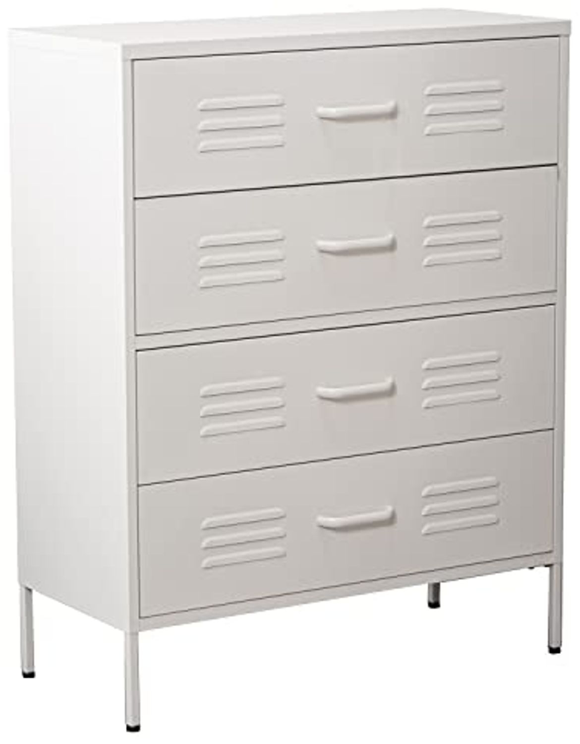 DRW Kommode mit 4 Schubladen mit Öffnungen aus Metall in Weiß, 80 x 35 x 102 cm, Höhe: 15,5 cm, estandar Bild 1