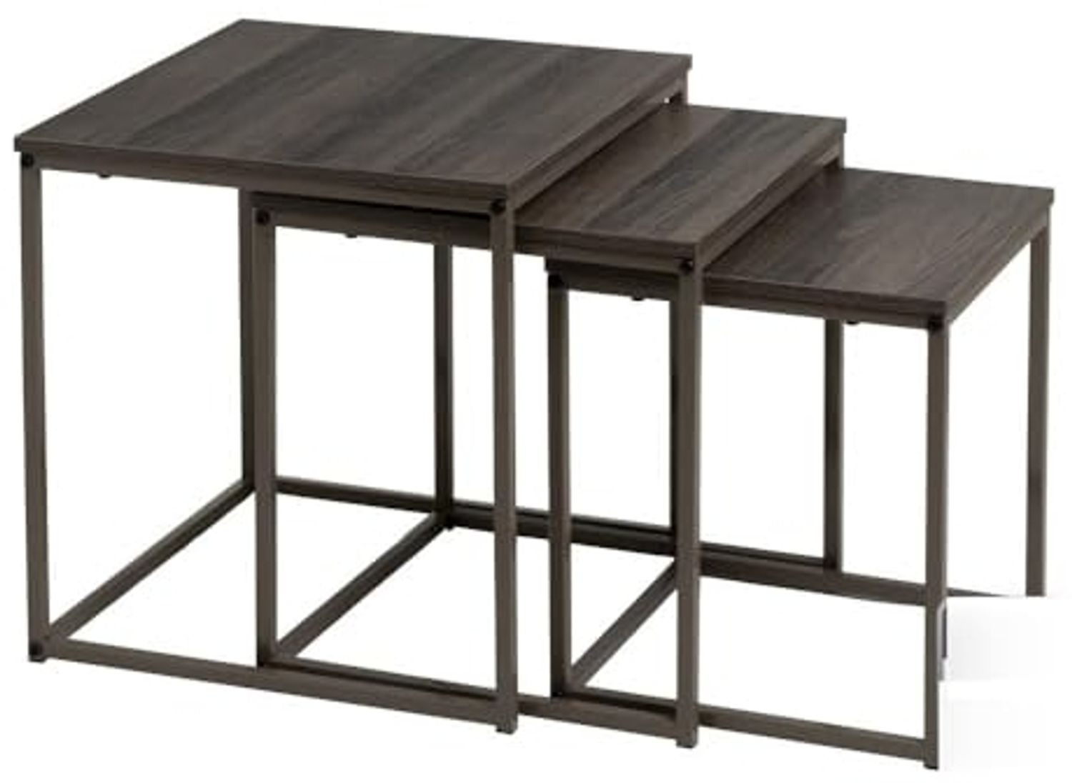 Set mit 3 Beistelltischen aus PB und Metall in Grau Bild 1