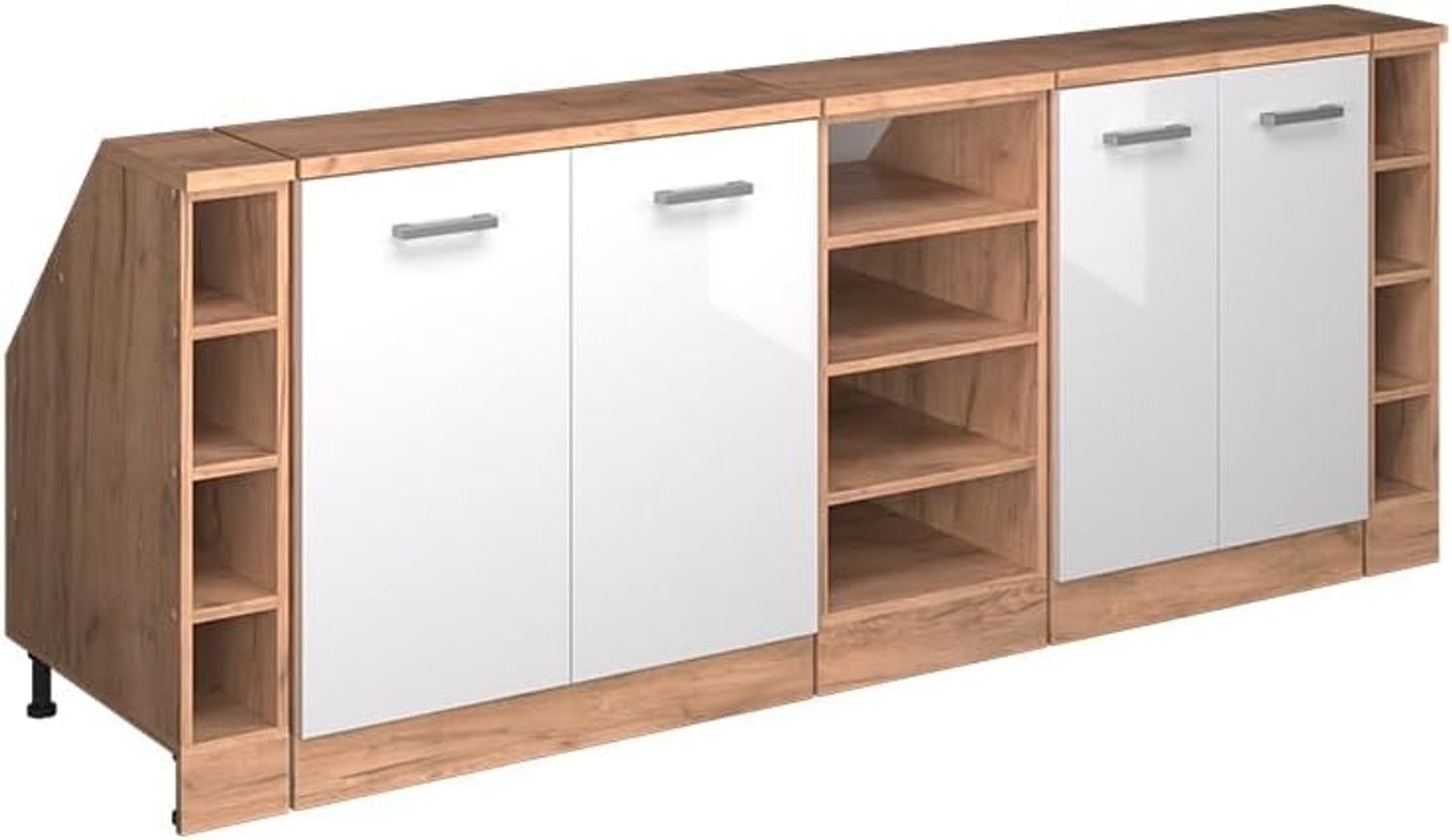 Dachschrägenschrank-Set Rion Weiß Hochglanz 210 cm 5er Set Schrankkorpuss 60 cm Tiefe Vicco Bild 1