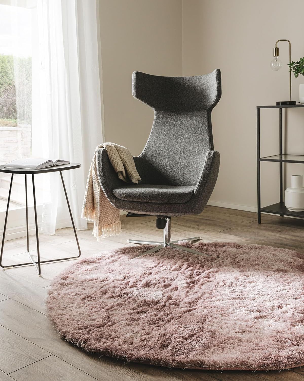 benuta Teppich Whisper, rund, Höhe: 31 mm, Hochflorteppich Wohnzimmer, Schlafzimmer, Esszimmer, Flur, Weich Bild 1