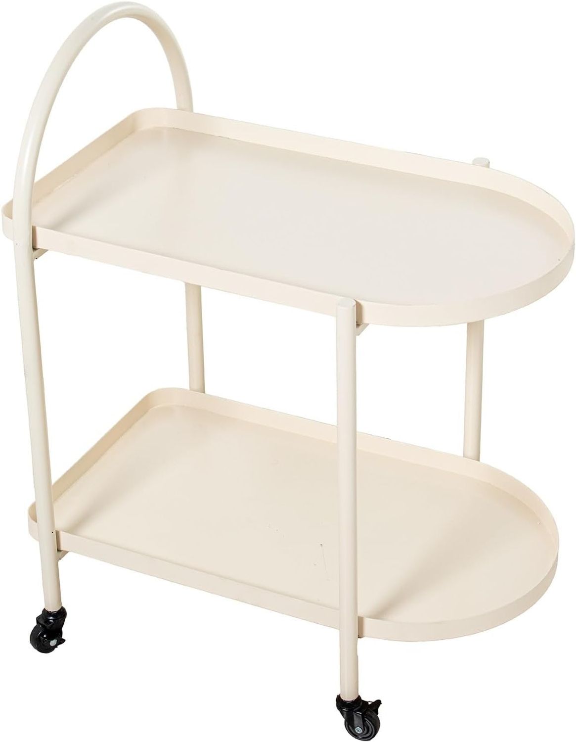 DRW Servierwagen mit Zwei Etagen aus Metall in Weiß, 60 x 40 x 74 cm Bild 1