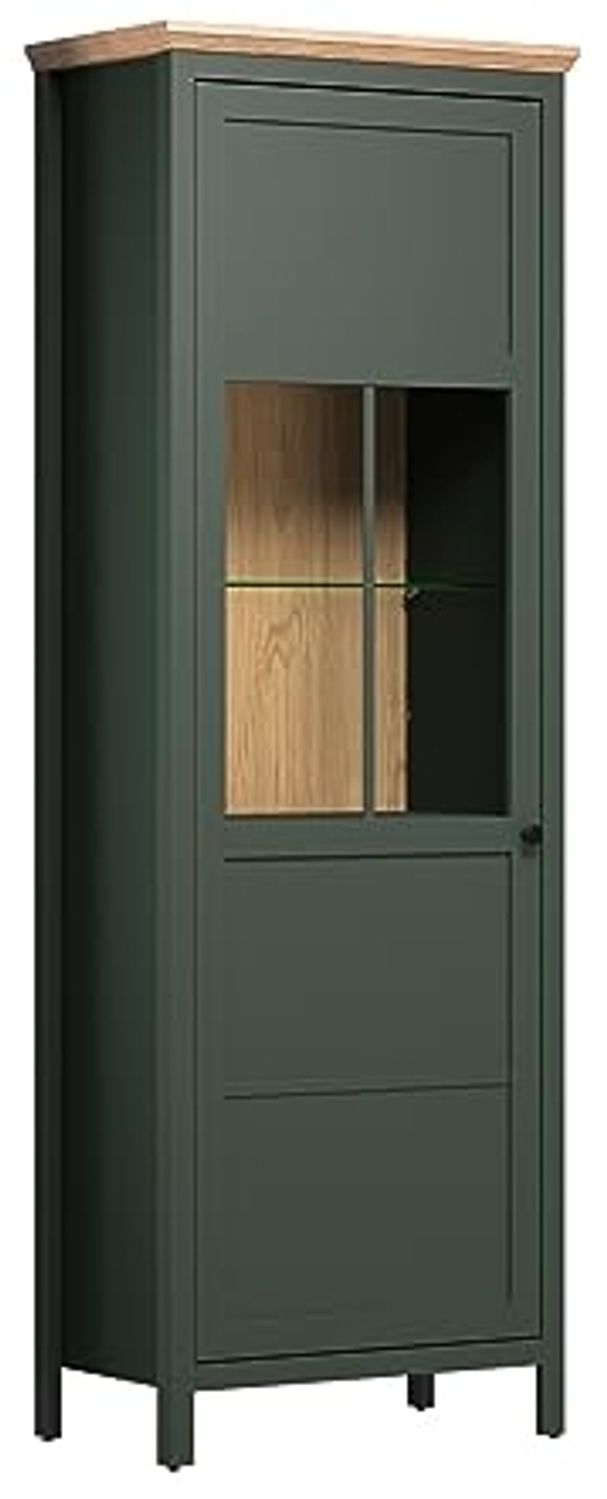 Vitrine >Stanton< in Tannengrün / Eiche - 69x198x39cm (BxHxT) Bild 1