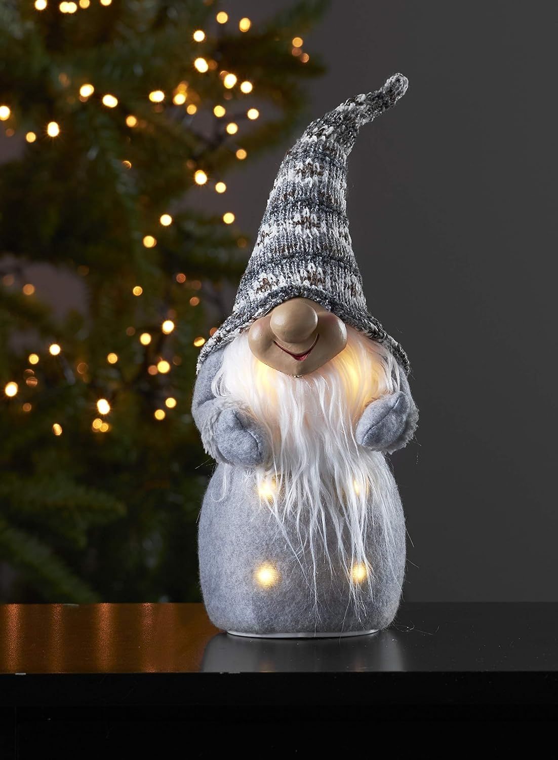 LED-Stoff-Figur "Joylight", Santa, grau/rot, 40 cm Bild 1