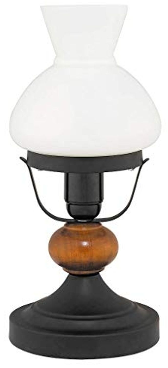 Rabalux Petronel Tischleuchte 1x E27 matt schwarz, Nussbaum, weiß Bild 1