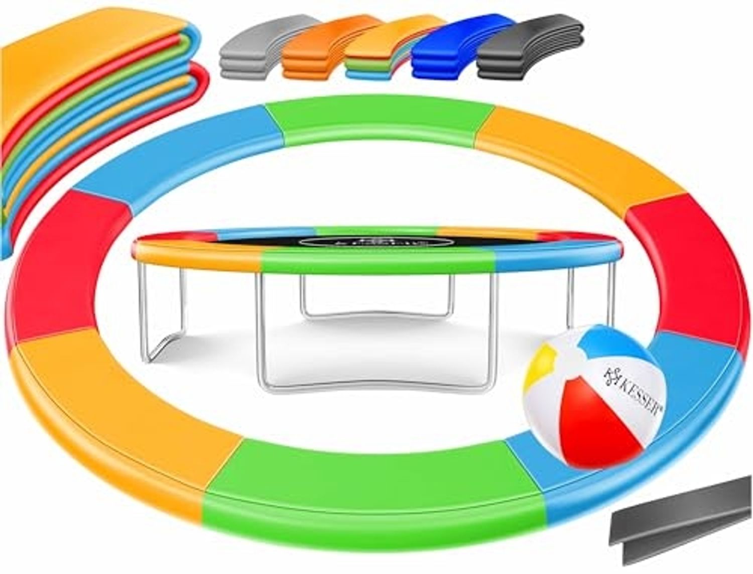 KESSER® - Trampolin Randabdeckung Ø 244 , 305 , 366 , 426 cm , 30cm breit 100% UV-beständig reißfest Federabdeckung , Grün , Blau Bunt, 305 cm Bild 1