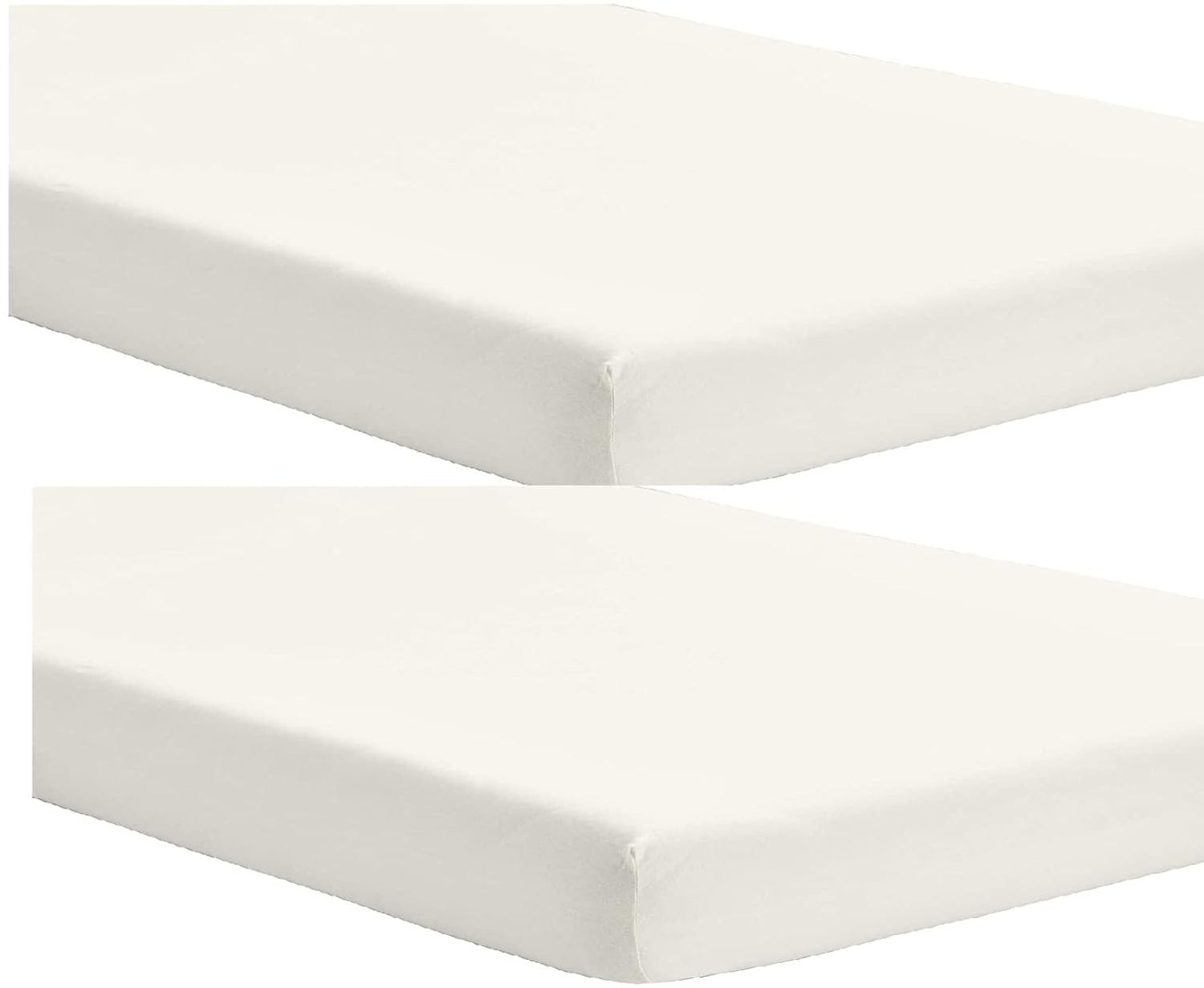 DuDu N Girlie Reisebett Baumwolle Jersey Spannbettlaken Blatt, 65x95 cm, cremefarben, 2 Stück Bild 1