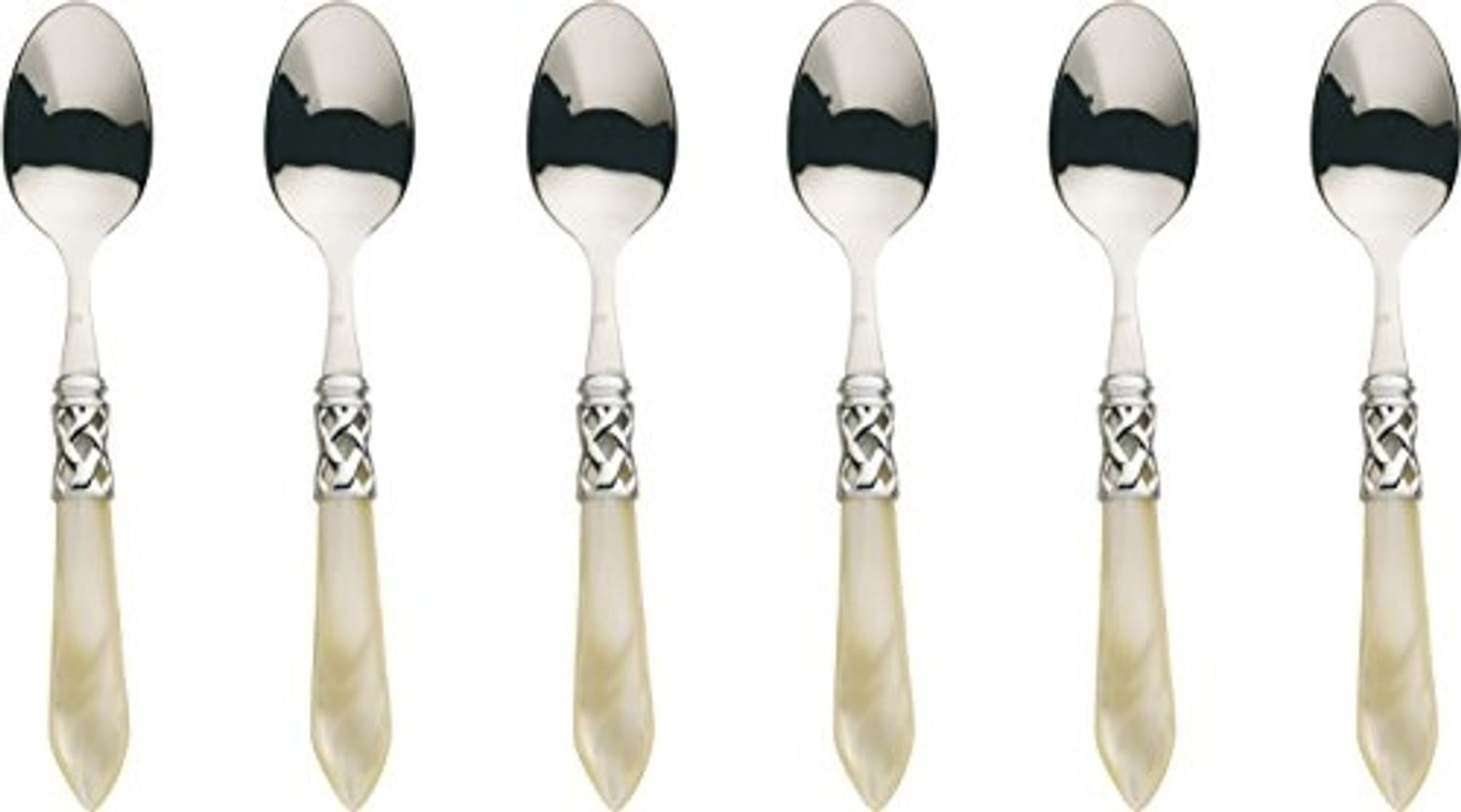 Bugatti ALCAM-N4207 Aladdin Kaffeelöffel-Set, 6-teilig, Edelstahl-ABS, elfenbeinfarben, 21 x 18 x 3 cm Bild 1