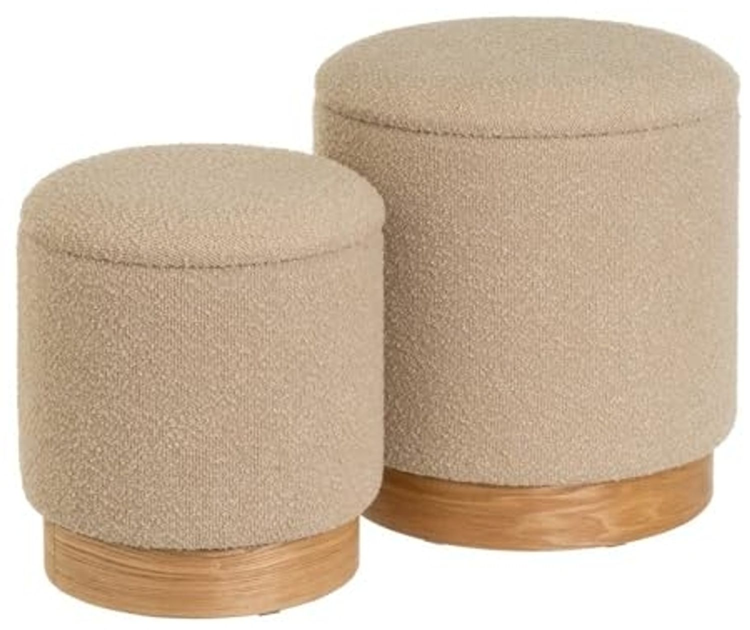 Set mit 2 Hockern aus Stoff und MDF in Beige Bild 1