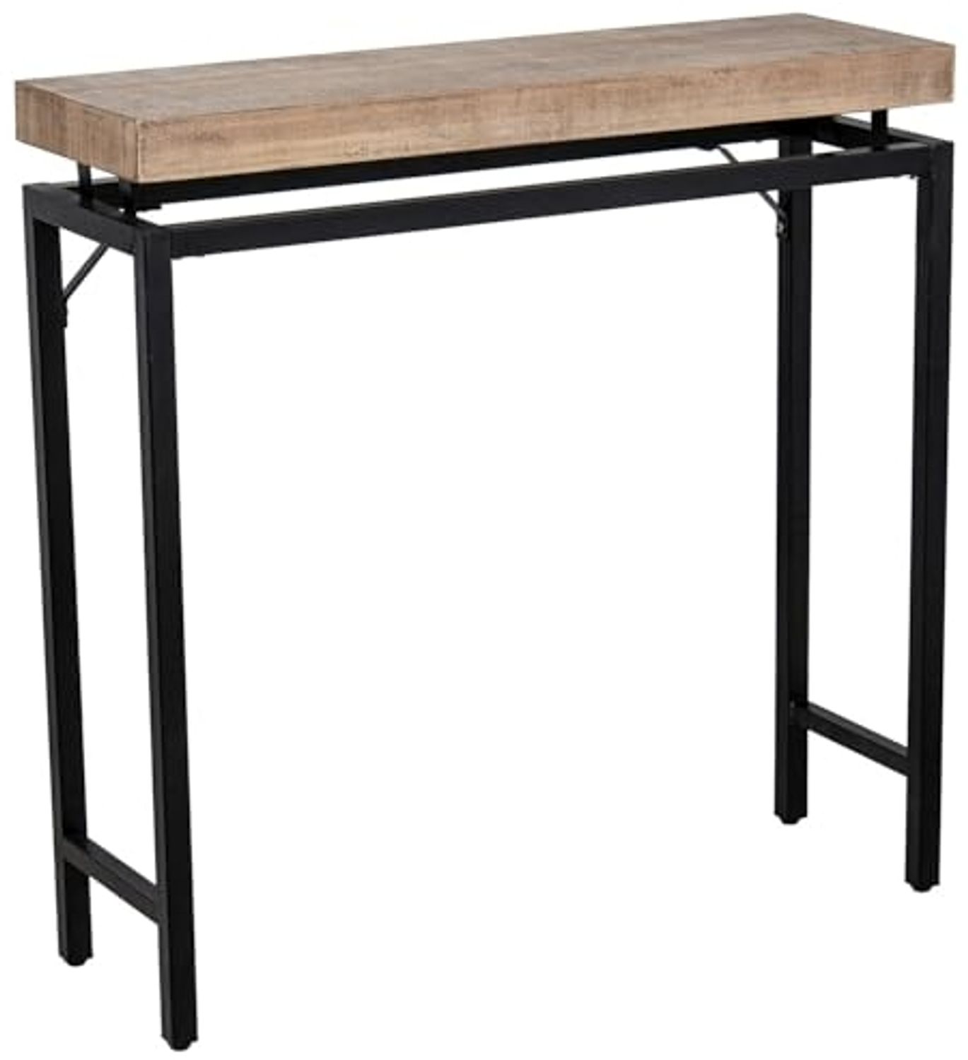 DRW Konsolentisch aus Holz mit Metallbeinen in Natur und Schwarz, 80 x 25 x 80 cm Bild 1