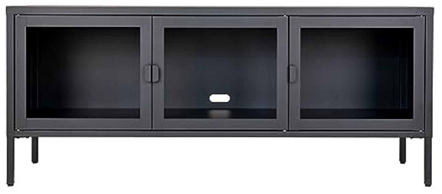Vitrine >Brisbane< in Schwarz mit Glas aus Stahl, Glas - 140x85x40cm (BxHxT) Bild 1