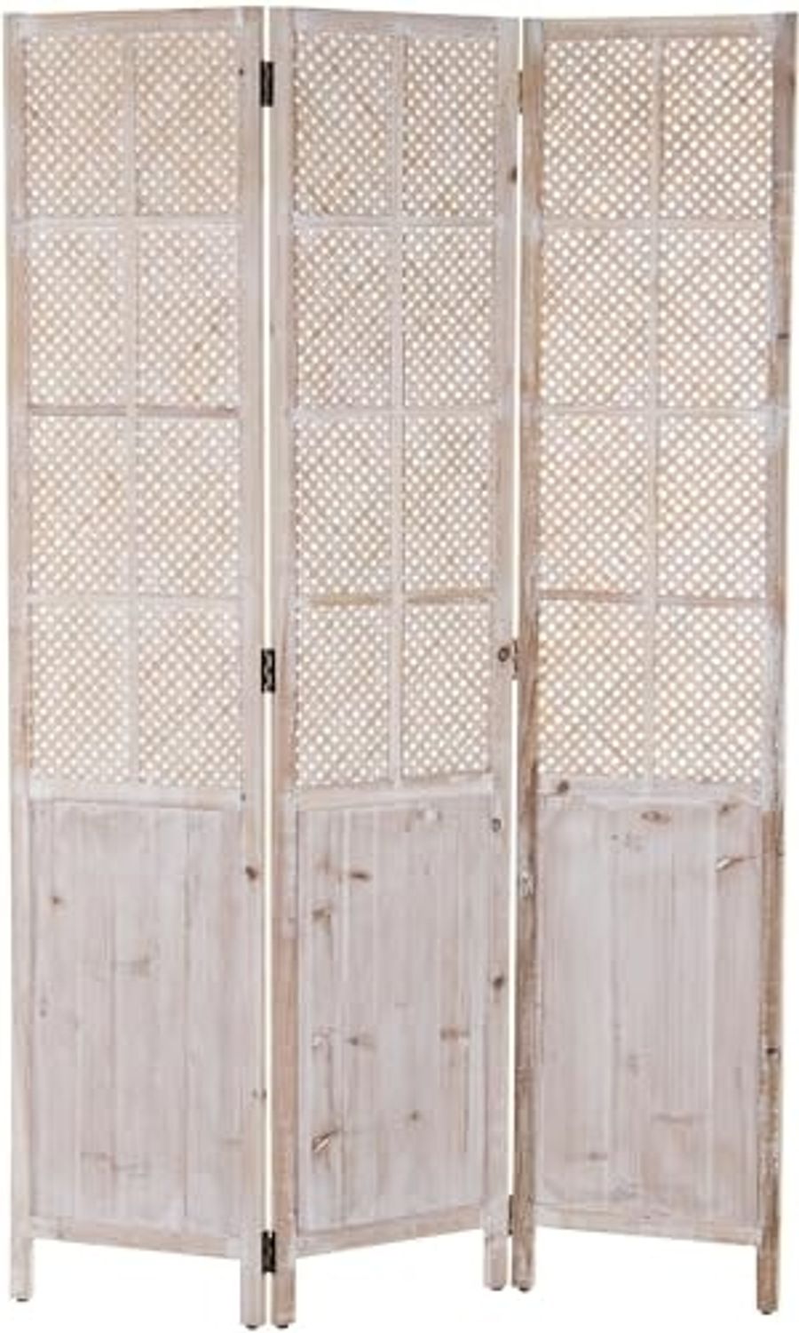 DRW Paravent aus Holz, 3 Flügel, weiß, gebeizt, 117 x 2 x 180 cm Bild 1