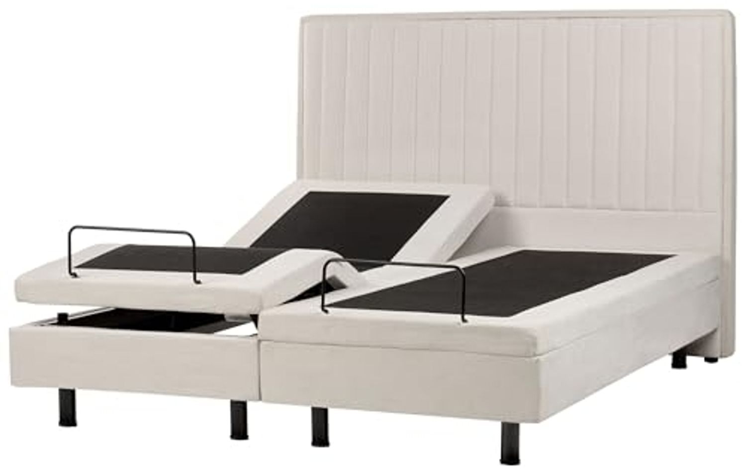 Bett verstellbar DUKE II 160 x 200 cm Stoff Helles Beige Bild 1