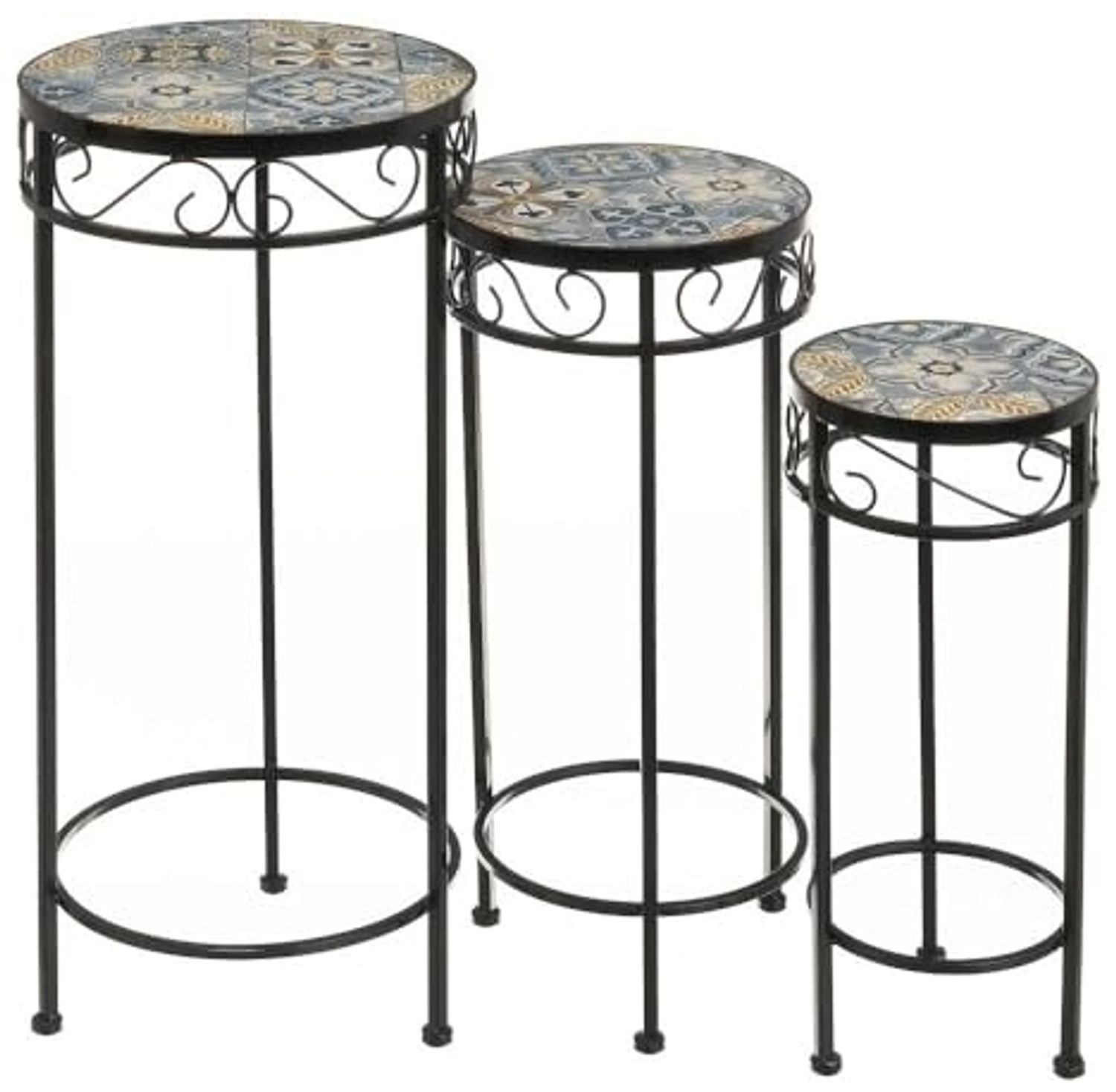 Set mit 3 Beistelltischen aus Metall in Schwarz Bild 1